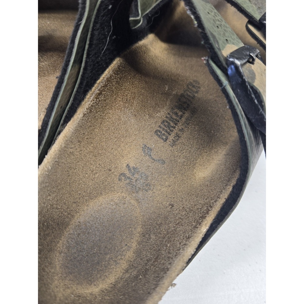 Birkenstock Arizona Kid 34 US 3 Green Camouflage Camo Birko Flor Sandals Buckle - Picture 4 of 6